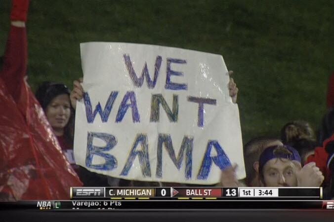 ball state fan brings 'we want bama' sign to game against central BYbpjX4CYAAkEvl_crop_north?h=533&w=800&q=70&crop_x=center&crop_y=top ball state fan brings 'we want bama' sign to game against central